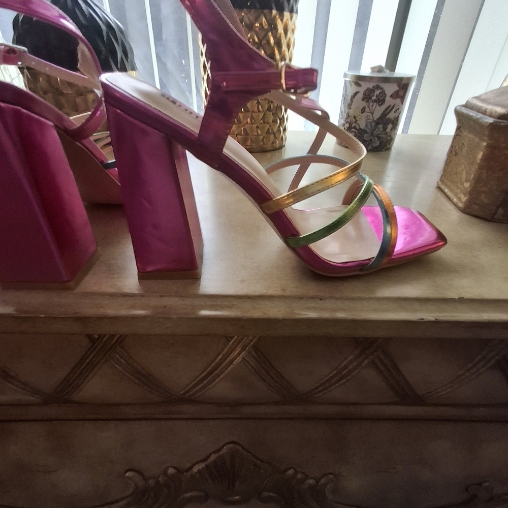New. Colorful Strappy Women's Heels. Some minor flaws on heels.